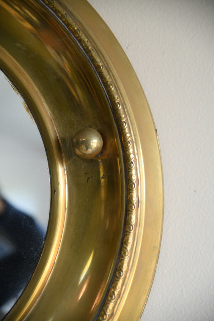 Round Convex Brass Mirror