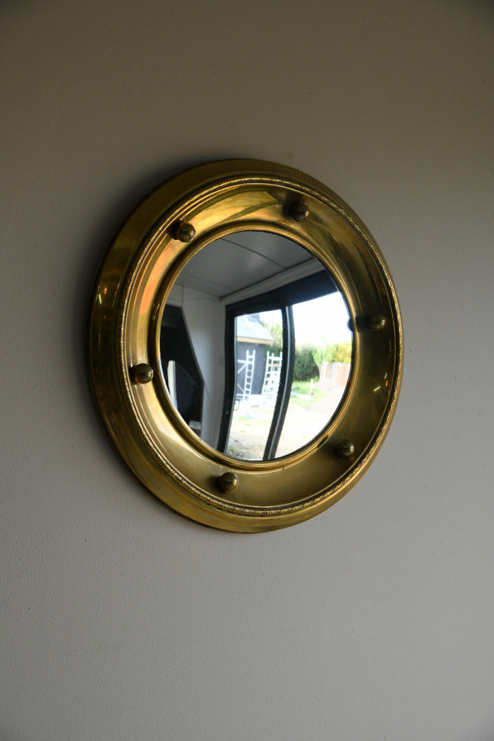 Round Convex Brass Mirror