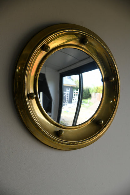 Round Convex Brass Mirror