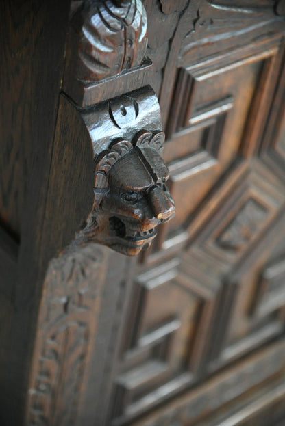 Antique Carved Continental Glazed Bookcase