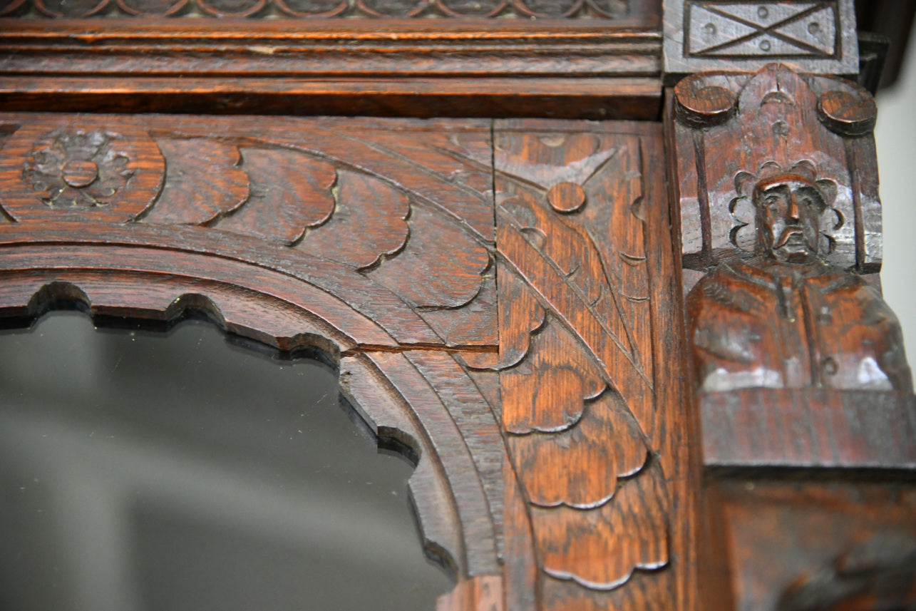 Antique Carved Continental Glazed Bookcase