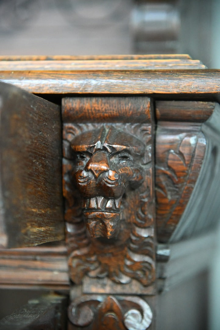 Antique Carved Continental Glazed Bookcase