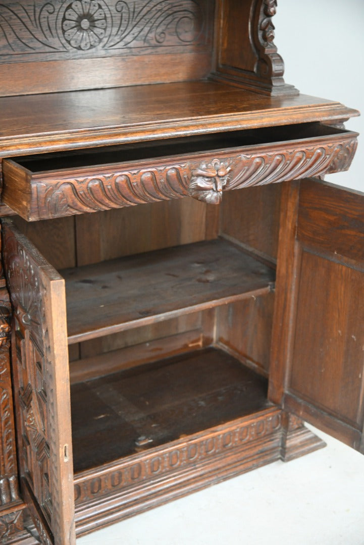 Antique Carved Continental Glazed Bookcase