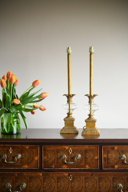 Pair Classical Style Gilt Lamps