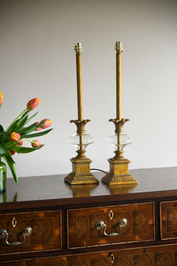 Pair Classical Style Gilt Lamps