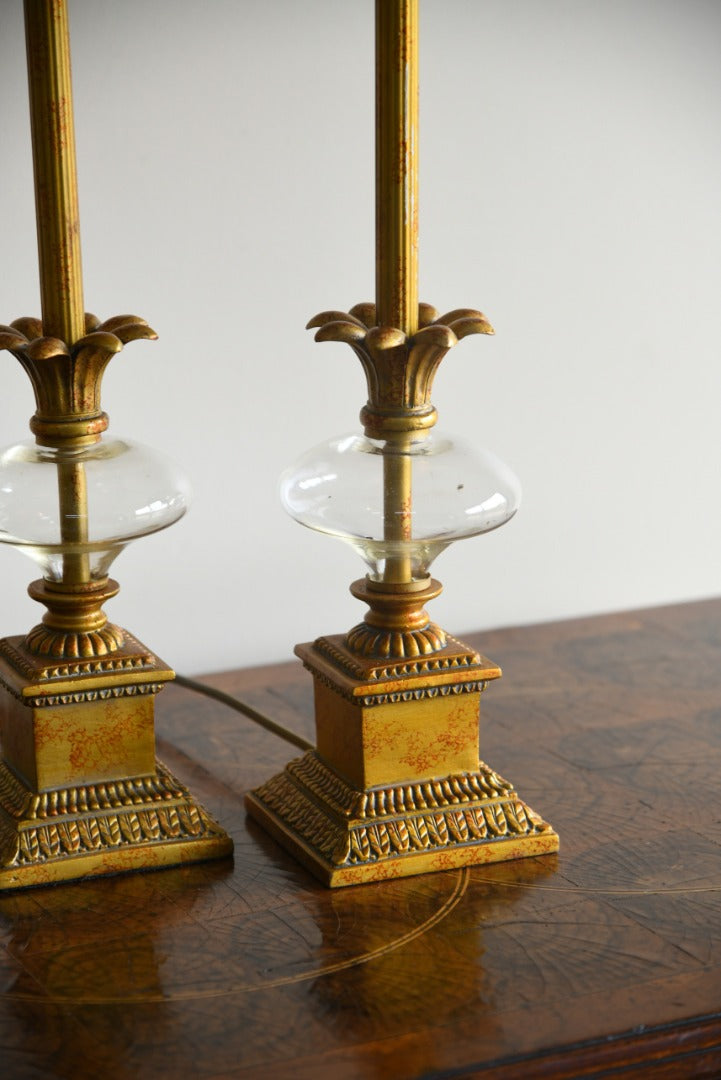 Pair Classical Style Gilt Lamps