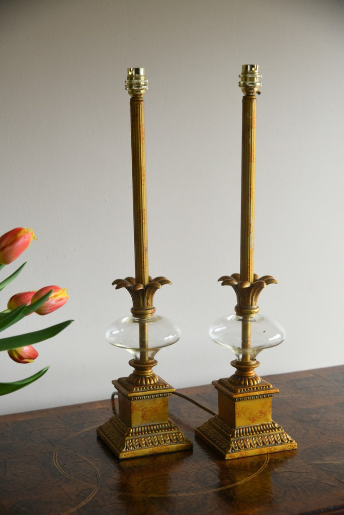 Pair Classical Style Gilt Lamps