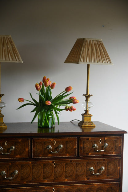 Pair Classical Style Gilt Lamps