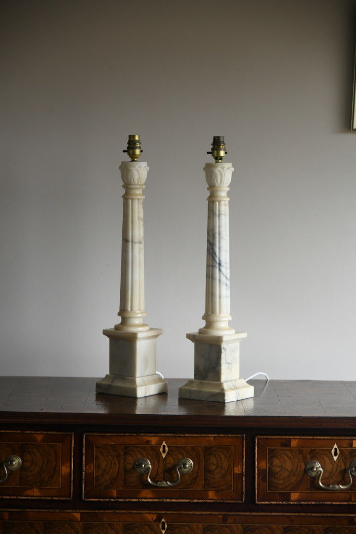 Alabaster Column Lamps