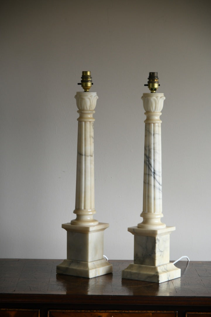 Alabaster Column Lamps