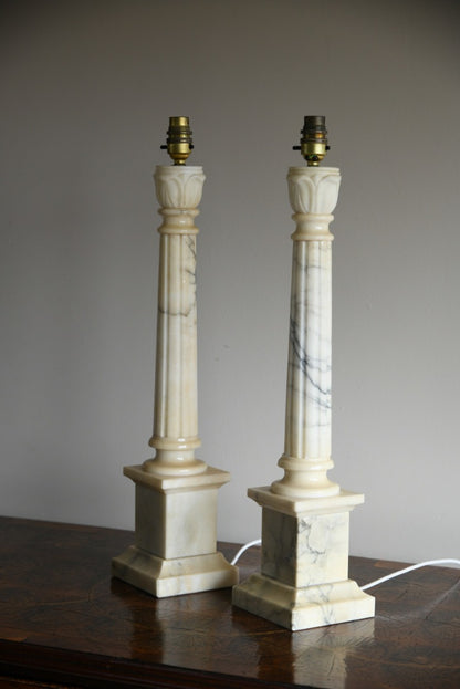 Alabaster Column Lamps