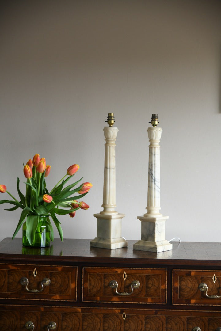 Alabaster Column Lamps