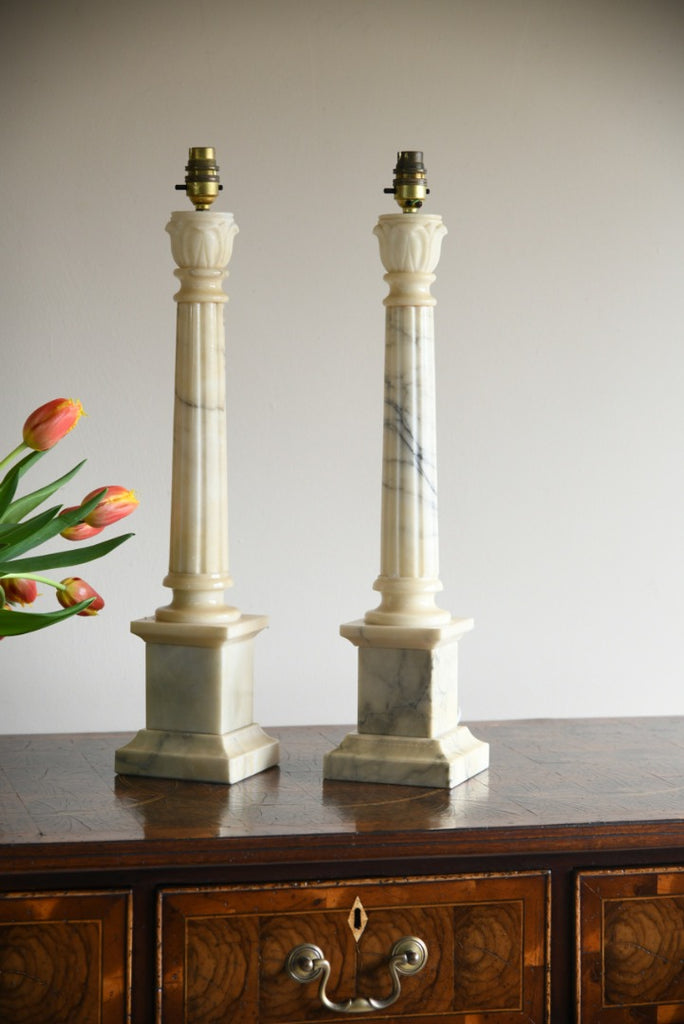 Alabaster Column Lamps