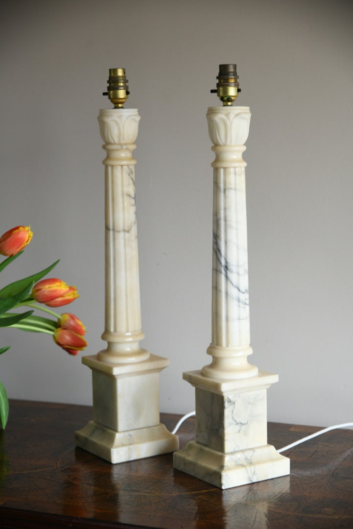 Alabaster Column Lamps