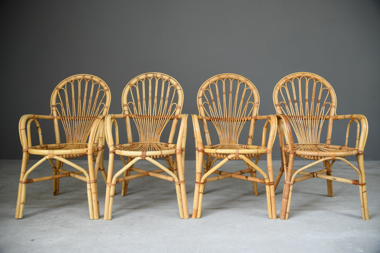 4 Retro Bamboo Dining Chairs