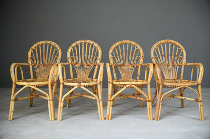 4 Retro Bamboo Dining Chairs