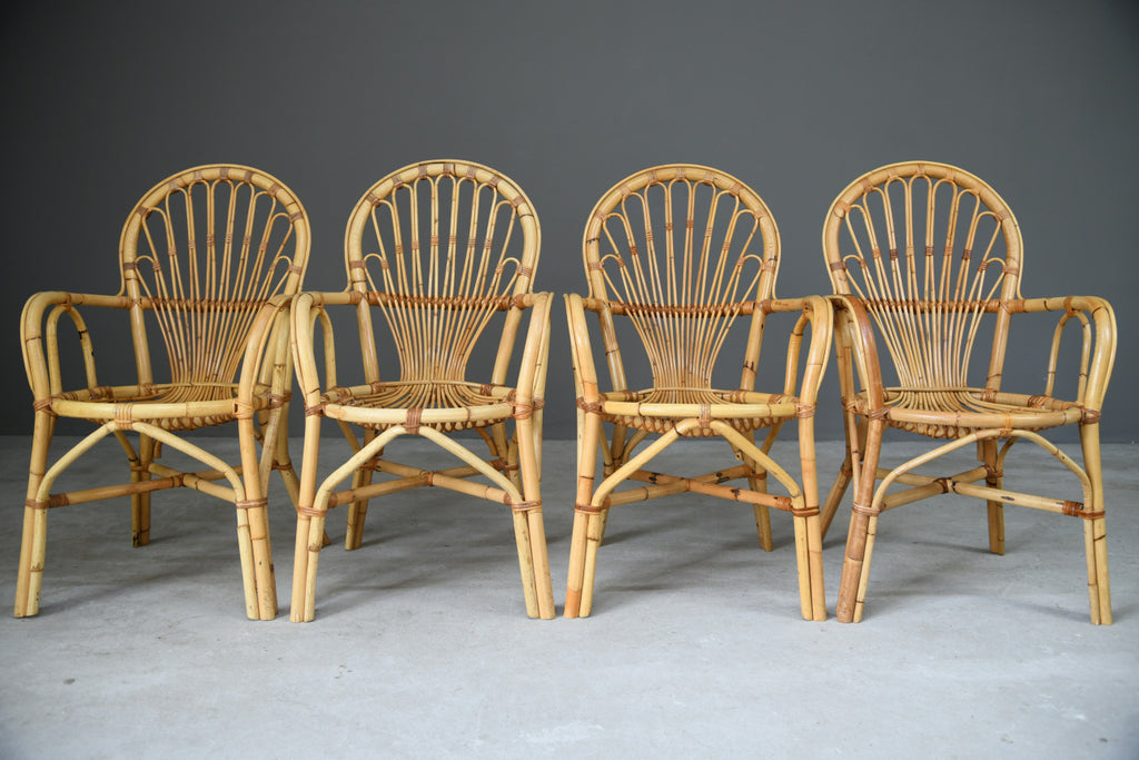 4 Retro Bamboo Dining Chairs