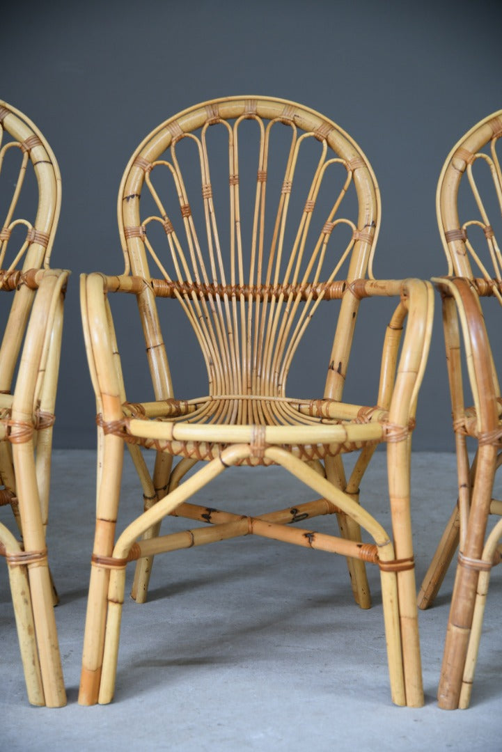 4 Retro Bamboo Dining Chairs