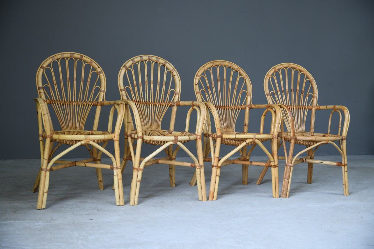 4 Retro Bamboo Dining Chairs