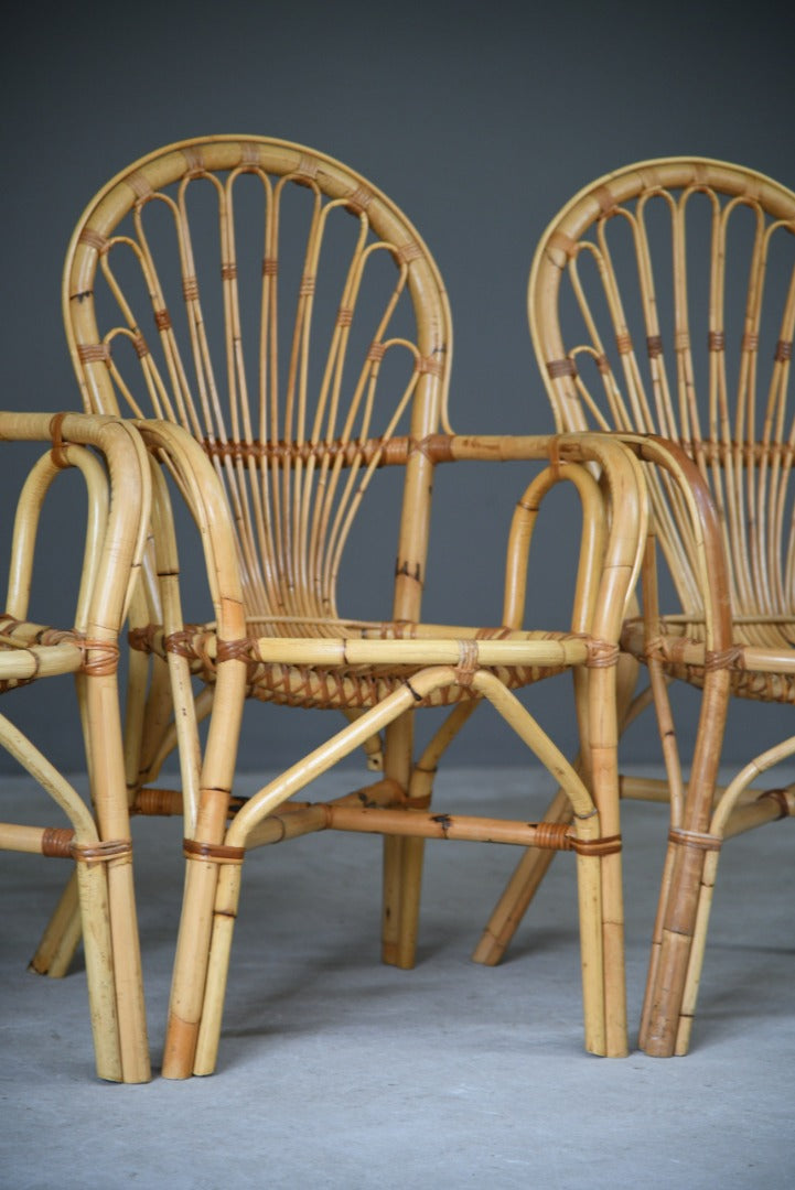 4 Retro Bamboo Dining Chairs