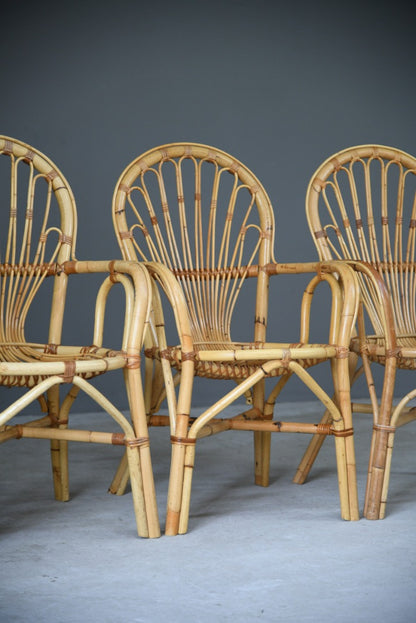 4 Retro Bamboo Dining Chairs