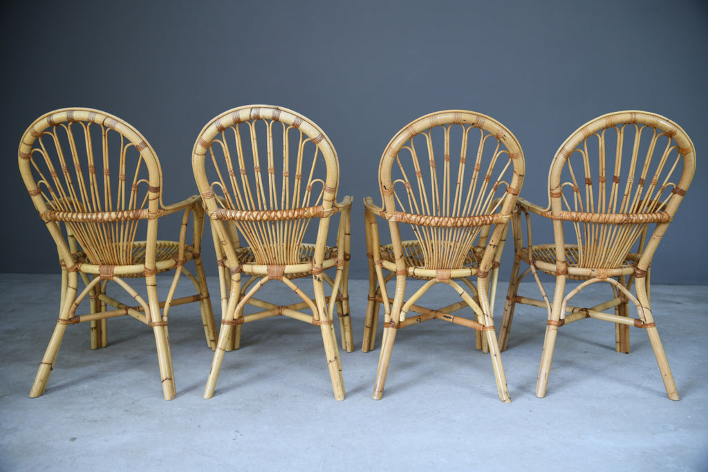 4 Retro Bamboo Dining Chairs
