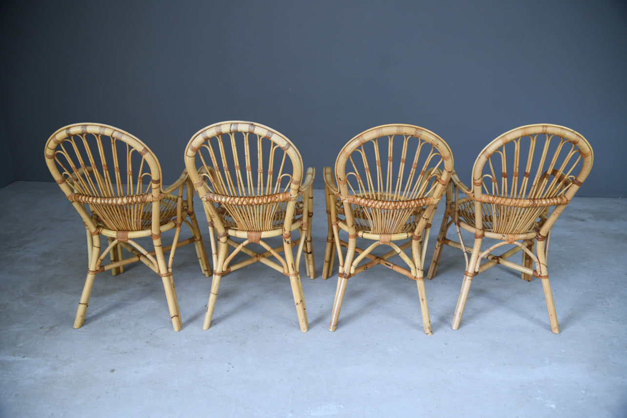 4 Retro Bamboo Dining Chairs