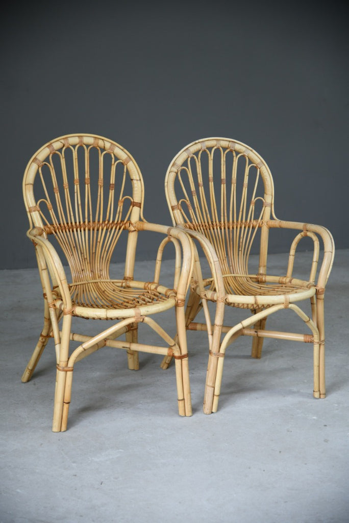 Pair Retro Bamboo Chairs