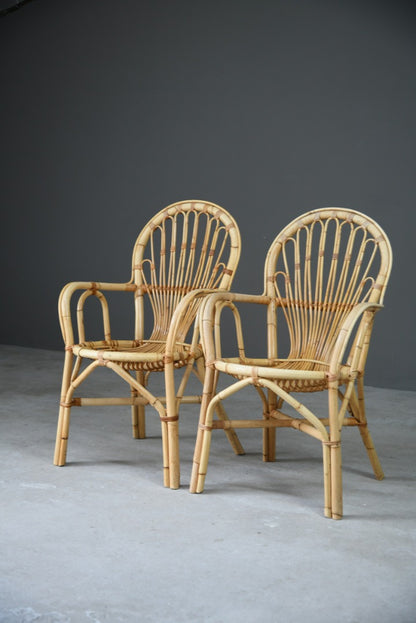 Pair Retro Bamboo Chairs