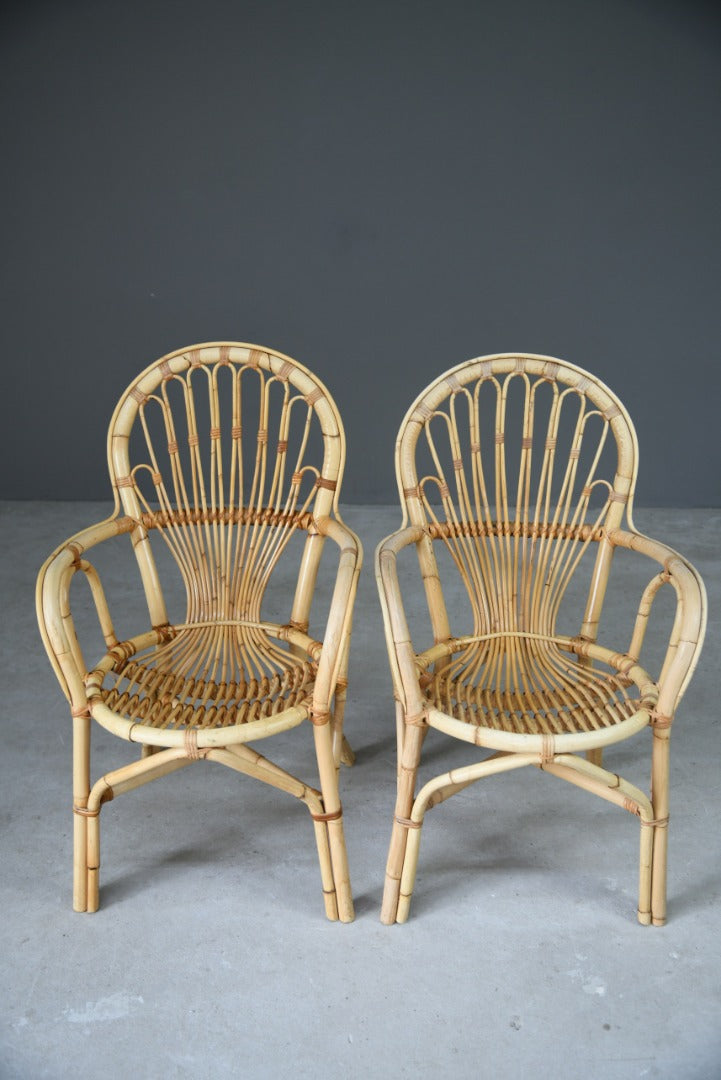 Pair Retro Bamboo Chairs