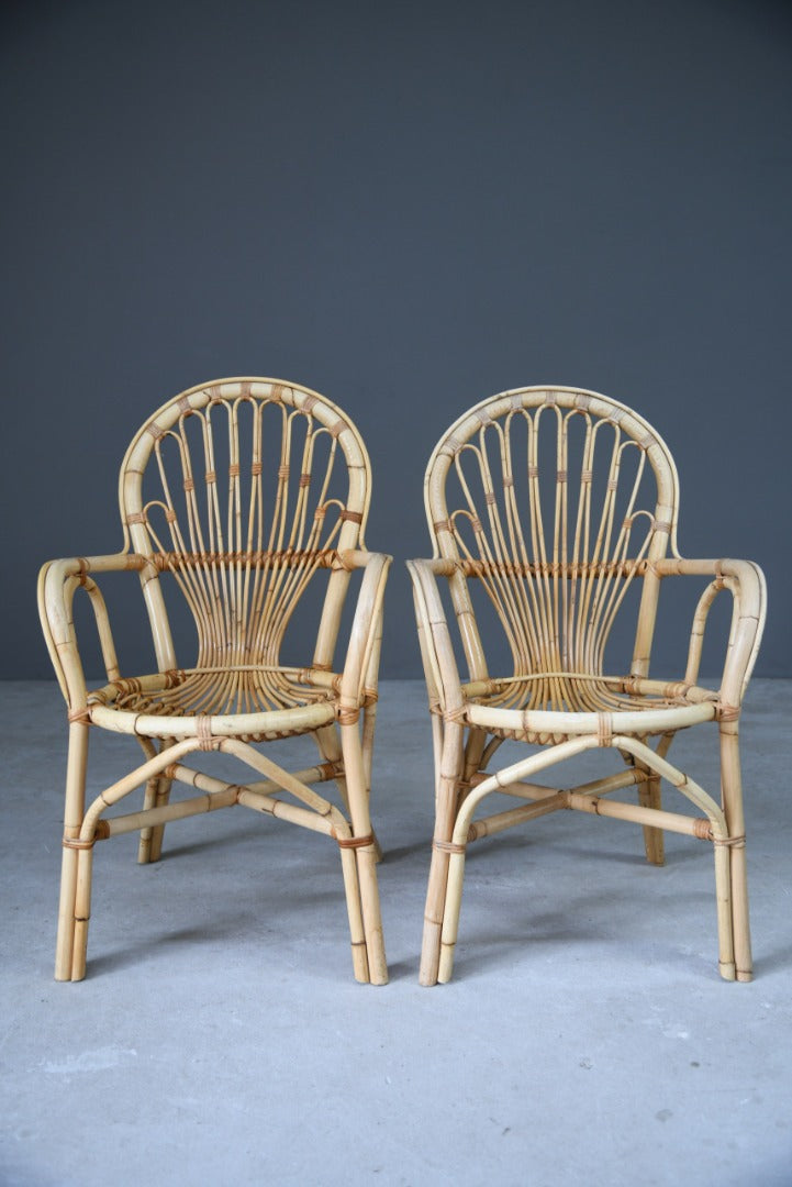 Pair Retro Bamboo Chairs