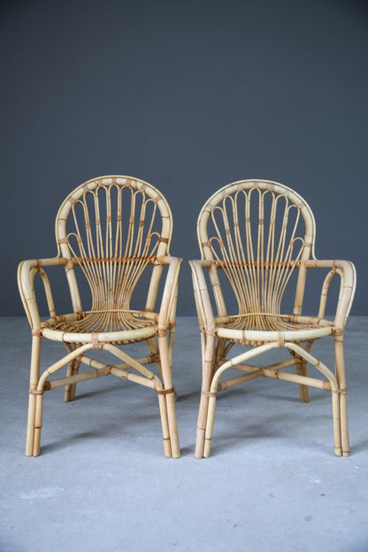 Pair Retro Bamboo Chairs