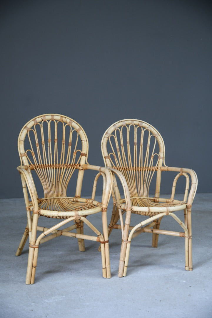 Pair Retro Bamboo Chairs