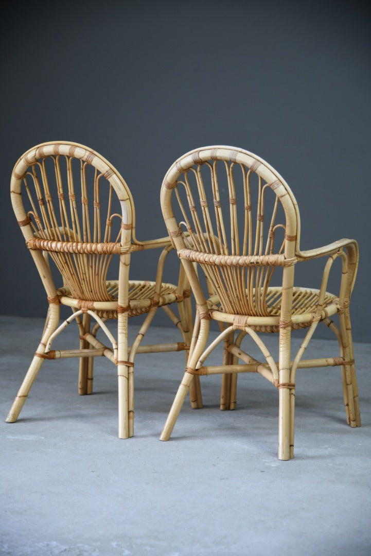 Pair Retro Bamboo Chairs