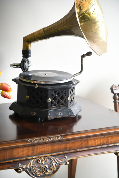 Early 20th Century Brass Horn Gramophone