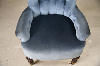 Victorian Blue Button Back Easy Chair