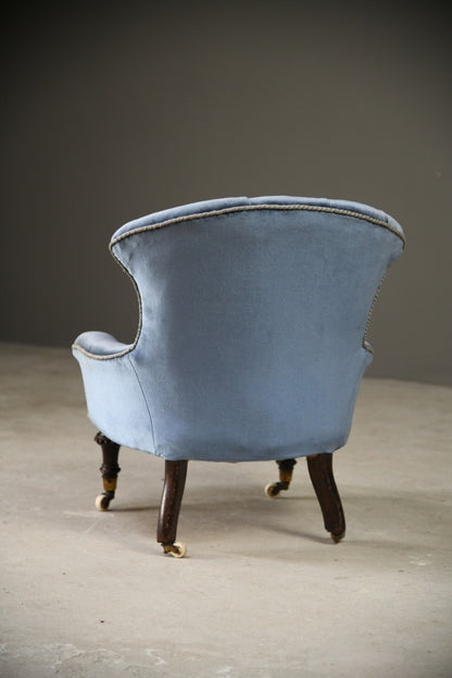 Victorian Blue Button Back Easy Chair