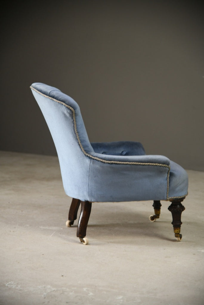 Victorian Blue Button Back Easy Chair