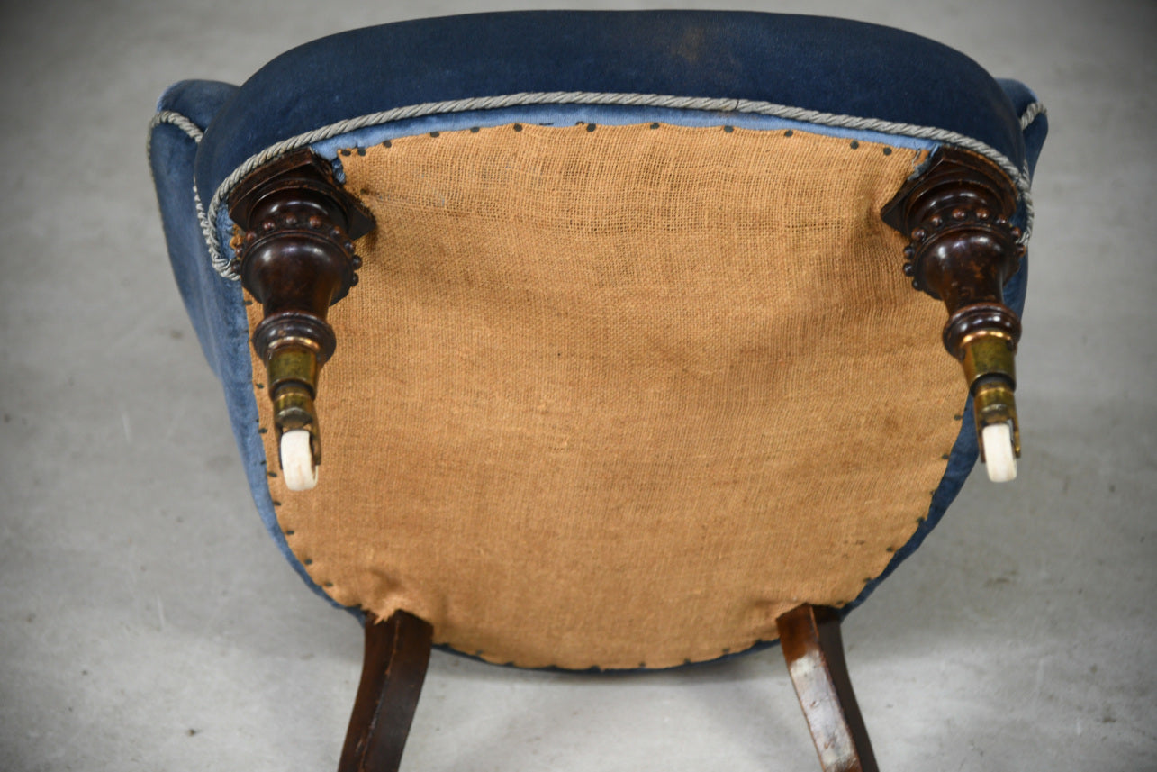 Victorian Blue Button Back Easy Chair