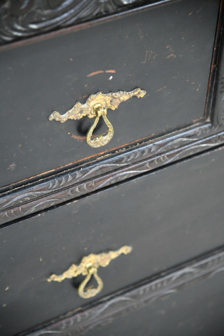 Victorian Dark Oak Shallow Chest of Drawers