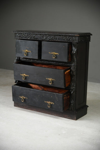 Victorian Dark Oak Shallow Chest of Drawers