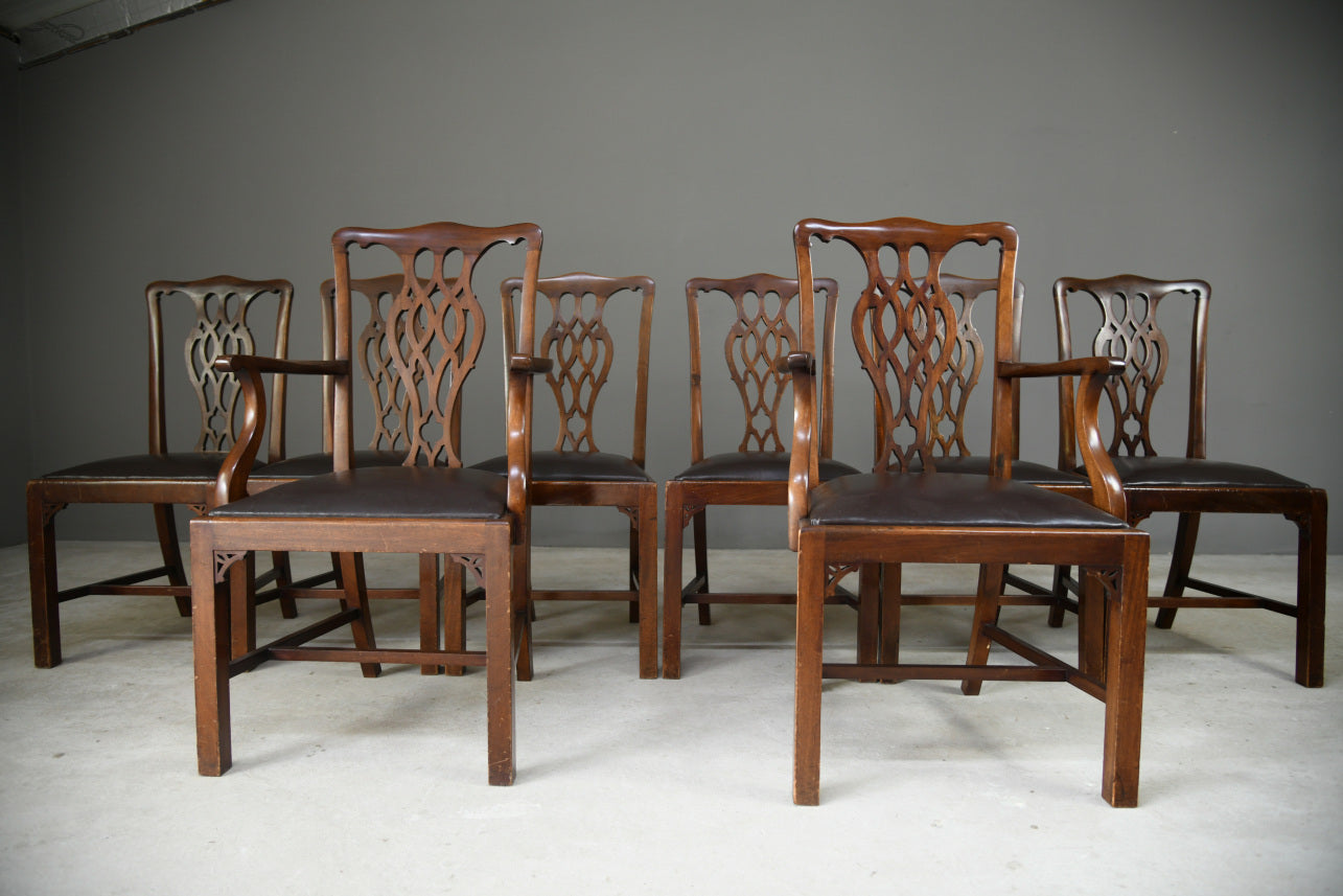 8 Jas Shoolbred Chippendale Style Dining Chairs