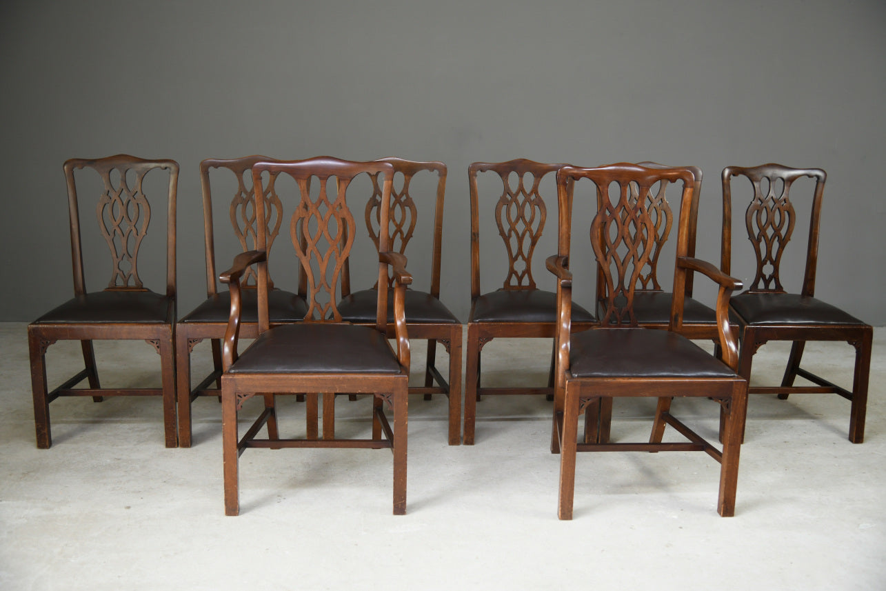 8 Jas Shoolbred Chippendale Style Dining Chairs