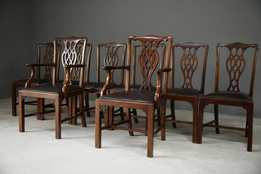 8 Jas Shoolbred Chippendale Style Dining Chairs