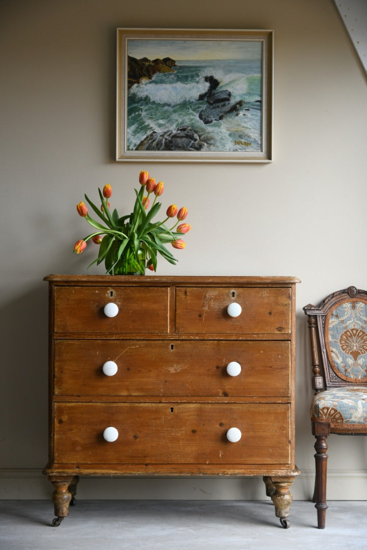 Small Rustic Antique Pine Chest of Drawers