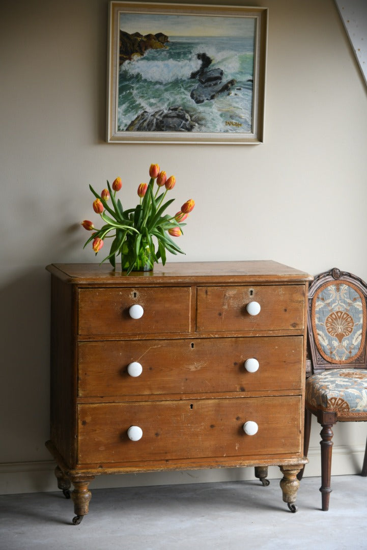 Small Rustic Antique Pine Chest of Drawers