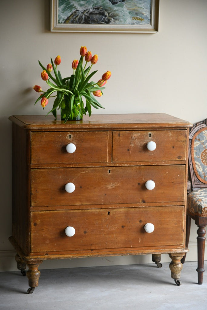 Small Rustic Antique Pine Chest of Drawers