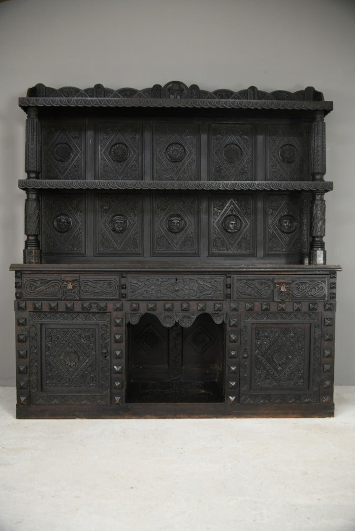 Large Antique Carved Oak Dresser