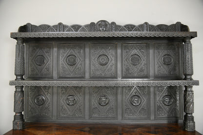 Large Antique Carved Oak Dresser