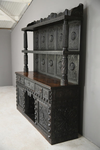 Large Antique Carved Oak Dresser